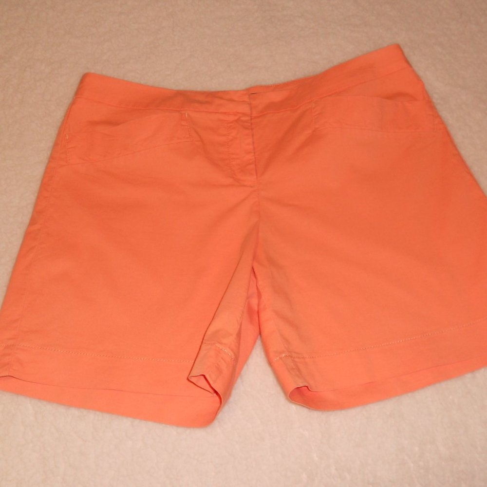 Boston Proper 14 Orange Shorts Stretchy Cotton Front Pockets